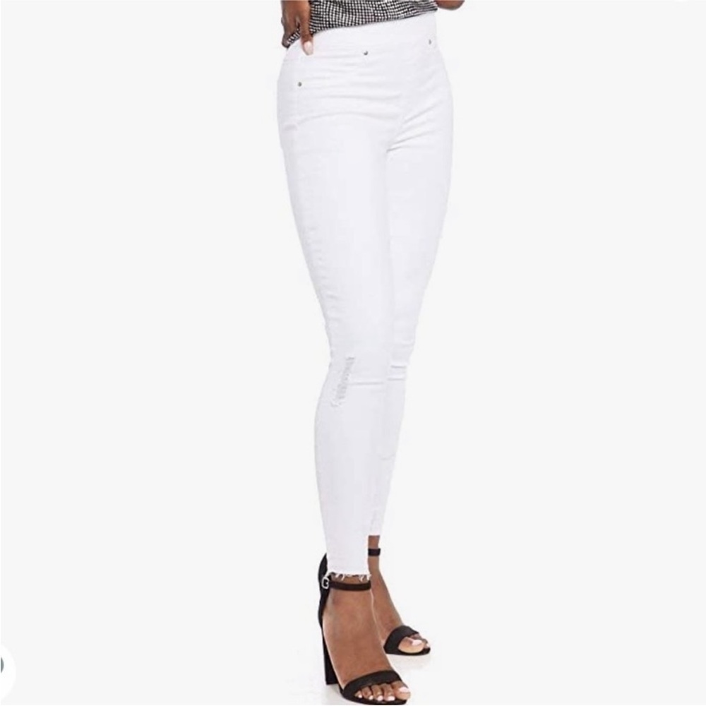 Spanx distressed pull on skinny jeans white size 2X